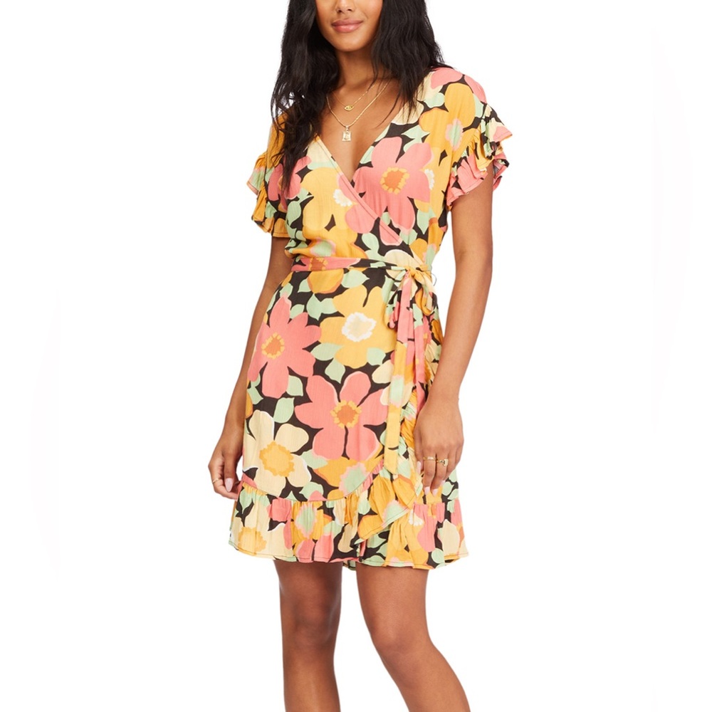 Billabong Floral Wrap Mini Dress - Picture 4 of 4